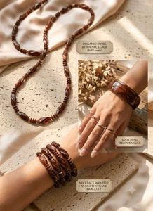 Vintage Brown Beaded Necklace &amp; Bangle