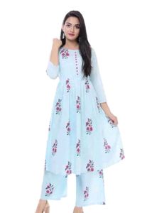 Beautiful Light Blue Floral Kurta Set