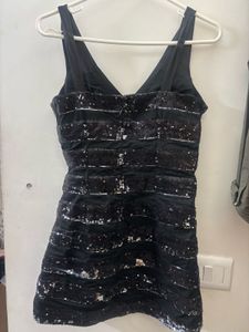 Sparkly Black V-Neck Party Dress