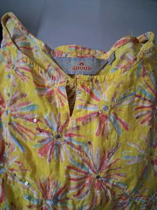 Yellow Printed Kurta Set