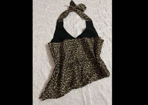 Leopard Print Halter Top &amp; Skirt Set