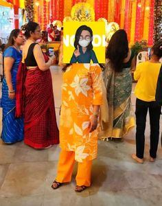 Yellow Floral Print Kurta