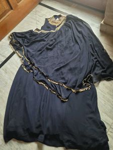 Elegant Navy Blue Embroidered Gown