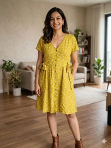 last price Chic Yellow Floral Button-Down Dress