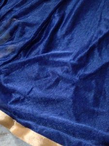 Embroidered Blue Velvet Saree