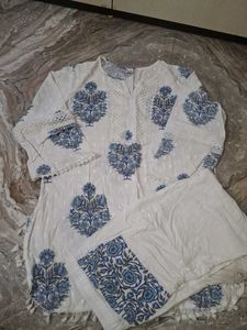 Blue Floral Print Kurta Set