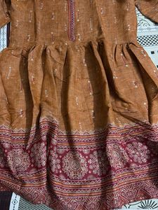 Orange Kurta with Intricate Print