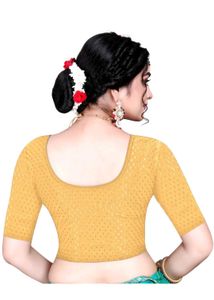 Elegant White &amp; Gold Readymade Saree Blouses