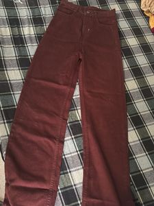 Maroon Wide Leg Jeans