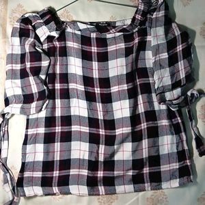 White & Maroon Checked shirt