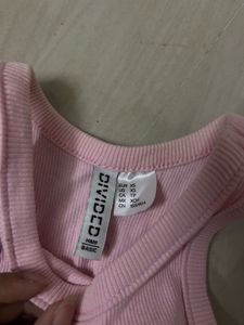H&amp;M Pink Ribbed Racerback Tank Top