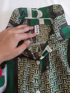 Green Oversized Printed Shirt