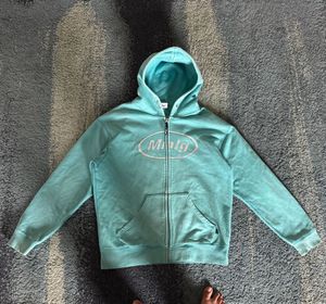 Mint Green Graphic Zip-Up Hoodie – Trendy Streetwe