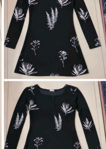 Black Floral Print Long Sleeve Dress