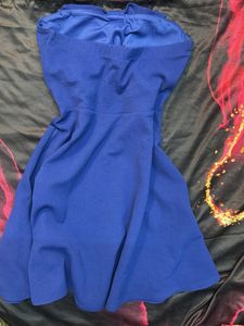 Blue Party Dress with Bow Detail