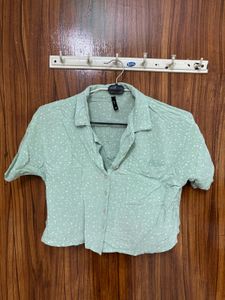 Cute Green Polka Dot Crop Top