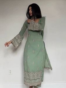 Elegant Sage Green Embroidered Kurta Set