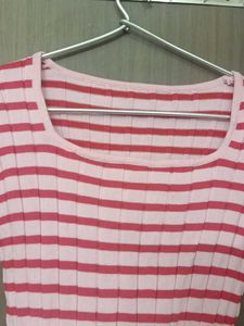 Striped Cropped Knit Top