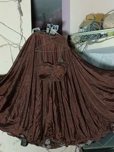 “Designer Brown Silk Lehenga Choli