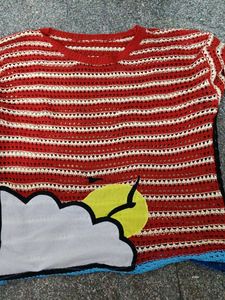 Unique Crocheted Sun &amp; Cloud Print Kurta