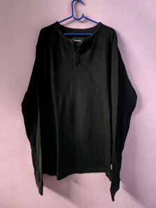 Ribbed Balck Henley Shirt
