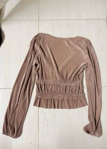 ZARA Pleated Long Sleeve Top