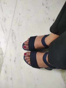 Stylish Navy Blue Wedge Sandals