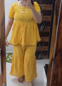 Yellow Printed Kurta Set