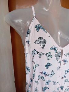 Pink Butterfly Print Romper