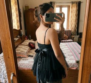 Chic Black Tulle Top