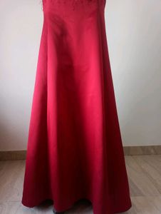 Elegant Red Strapless Gown