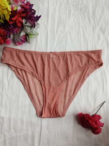 Soft Pink Jacquard Briefs with Bow