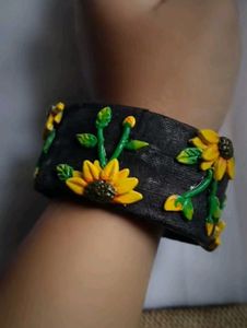Unique Sunflower Cuff Bracelet
