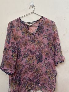 Pink Floral Print Kurta