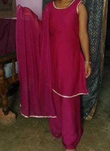 Magenta Kurta Set with Dupatta