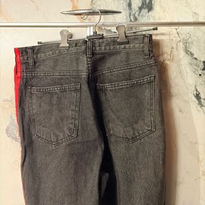 Women's Charcoal Jeans with Red Stripe