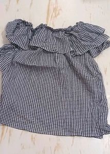 Gingham Off-Shoulder Ruffle Top