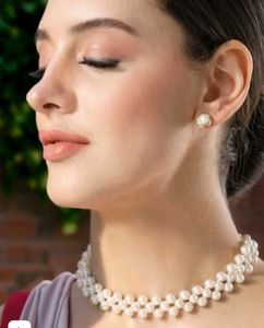 Elegant Pearl Necklace and Earrings Set