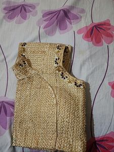 Gold And Cream Colour Work Blouse