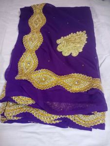 Beautiful Purple Embroidered Saree