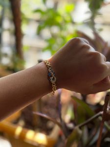 Free Delivery ❗️Gold Bracelet with blue stones