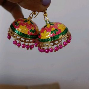 Vibrant Enamel Jhumka Earrings