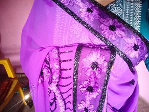 Vibrant Magenta Floral Embroidered Saree