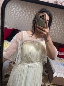 Elegant Cream yellow Tulle Dress🌻🎀🦋