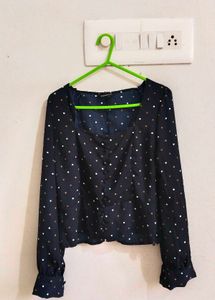 Chic Polka Dot Square Neck Blouse