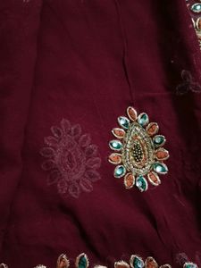 Dark Work Brown/ Mehroon Colour Saree