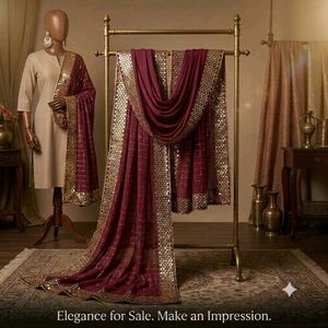 Embroidered 🅰️Maroon Dupatta with Sequins