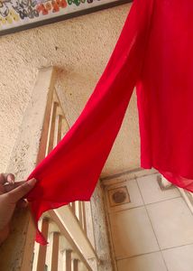 Red Top With Unique Sleeves