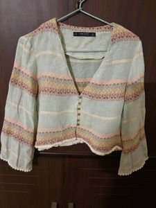 ZARA Boho Chic Striped Long Sleeve Top