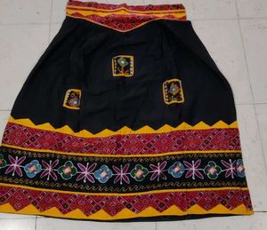 Vintage Black and Red lehenga choli material